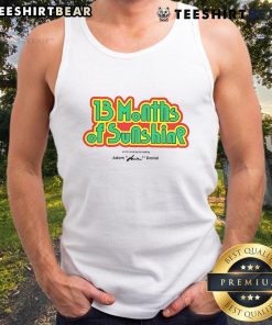 Alt Text: Cover of 'Nice: 13 Months of Sunshine' written and performed by Adam Huini, featuring a vibrant tank top design.