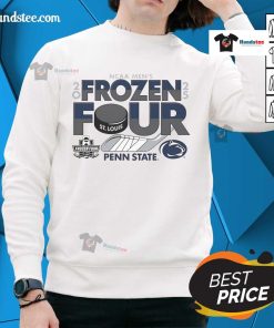 Alt Text: White Penn State Nittany Lions sweatshirt for the 2025 NCAA Frozen Four Men's Ice Hockey Tournament.
