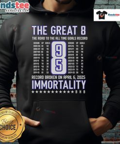 Nice Alex Ovechkin The Great 8 hoodie celebrating his journey to the all-time goals record in hockey.