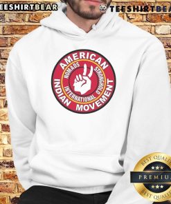 Nice American Indian Movement Nomads Stronghold International Hoodie showcasing indigenous-inspired design and vibrant colors.