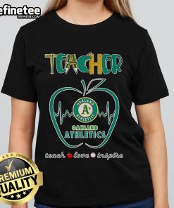 Nice Apple Teacher I'll Be There For You Oakland Athletics Ladies Tee featuring a stylish design for fans and educators.