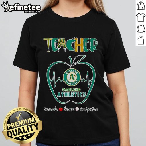 Nice Apple Teacher I'll Be There For You Oakland Athletics Ladies Tee featuring a stylish design for fans and educators.