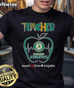 Nice Apple Teacher I'll Be There For You Oakland Athletics T-Shirt featuring a vibrant design for baseball fans and educators.