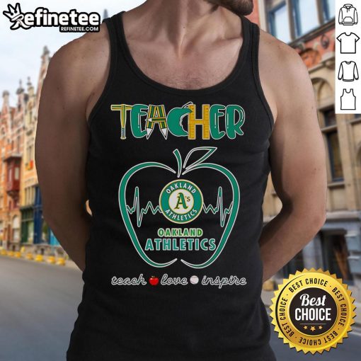 Nice Apple Teacher I'll Be There For You Oakland Athletics tank top featuring vibrant design and baseball theme.