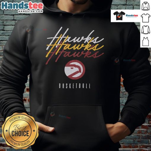 Nice Atlanta Hawks Hardwood Classics Triple Stack Hoodie in black with vibrant team graphics, perfect for fans.