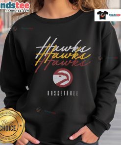 Alt Text: Stylish Atlanta Hawks Hardwood Classics Triple Stack Sweatshirt in vibrant colors, perfect for fans and casual wear.