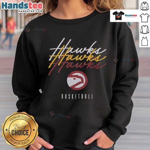 Alt Text: Stylish Atlanta Hawks Hardwood Classics Triple Stack Sweatshirt in vibrant colors, perfect for fans and casual wear.