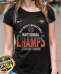 Auburn Tigers 2025 Men's Basketball National Champions ladies tee, featuring vibrant team colors and logo design.