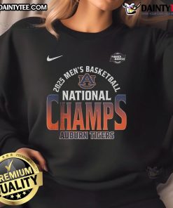 2025 Auburn Tigers Men's Basketball National Champions sweatshirt in vibrant orange and navy, perfect for fans.