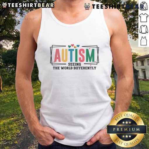 Support Autism Awareness Month with a stylish tank top featuring 'Seeing the World Differently' design.
