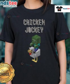 Nice Baby Zombie Chicken Jockey Minecraft Ladies Tee featuring a cute design of a baby zombie riding a chicken.