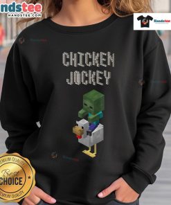 Cute baby zombie chicken jockey Minecraft sweatshirt featuring colorful graphics and cozy design for gamers.