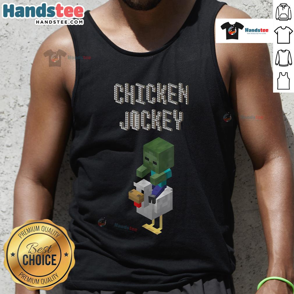 Nice Baby Zombie Chicken Jockey Minecraft Tank Top Adorable baby zombie chicken jockey graphic on a Minecraft tank top, perfect for fans of the game.