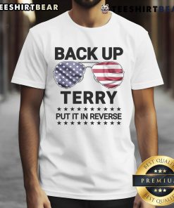 Alt Text: 4th of July fireworks T-shirt featuring 'Nice Back Up Terry Put It In Reverse' design, perfect for festive celebrations.