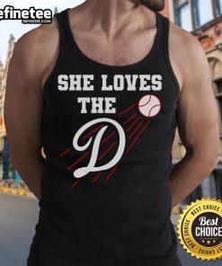 She Loves The D Los Angeles tank top featuring a stylish baseball design, perfect for fans and casual wear.