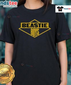 Alt Text: Stylish Nice Beastie Boys gold diamond ladies tee featuring a trendy design perfect for fans and casual wear.