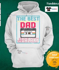 Nice Best Dad In The Galaxy cassette mix tape hoodie showcasing a fun design for proud dads and music lovers.