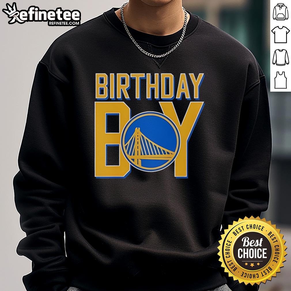 Nice Birthday Boy Golden State Warriors Logo Sweatshirt Alt Text: Cute birthday boy wearing a Golden State Warriors logo sweatshirt, celebrating in style with sports-themed attire.