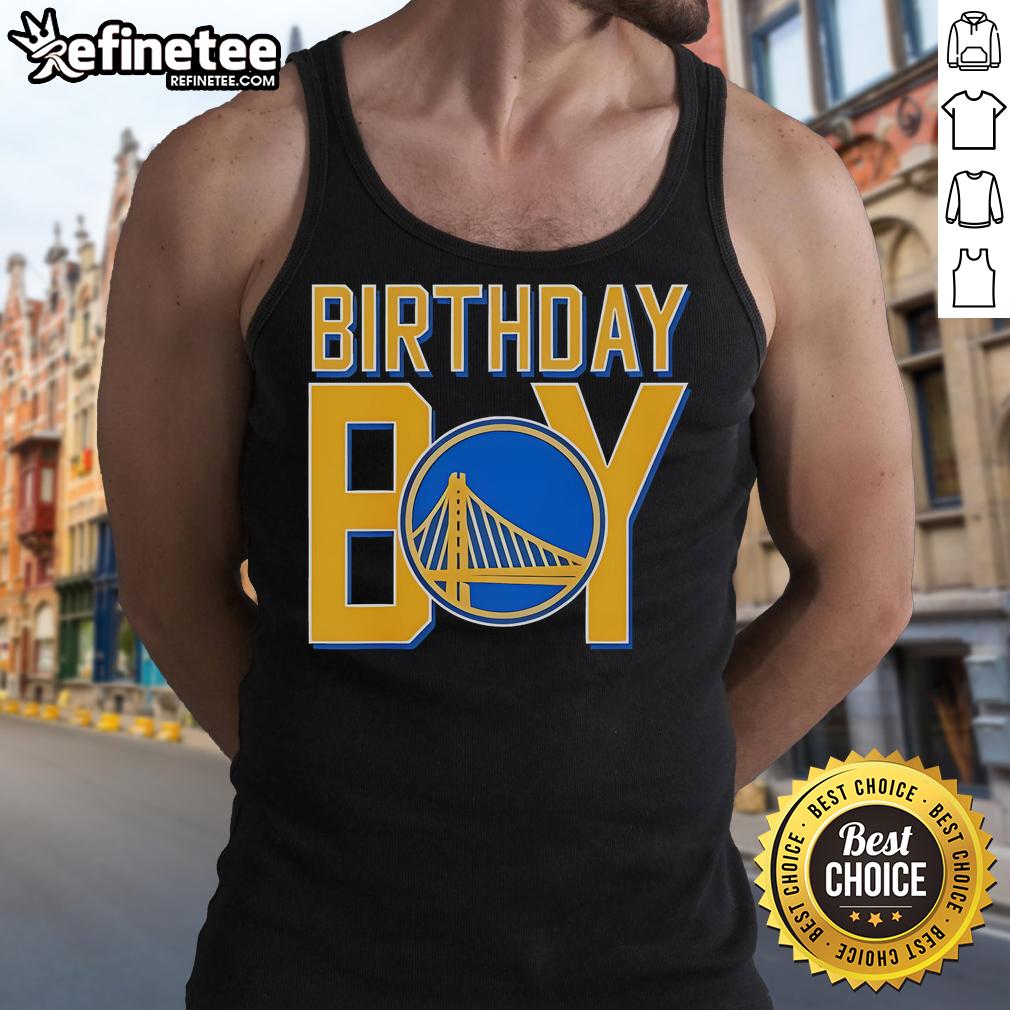 Nice Birthday Boy Golden State Warriors Logo Tank Top Alt Text: Birthday boy wearing a Golden State Warriors logo tank top, celebrating in style with sports-themed attire.