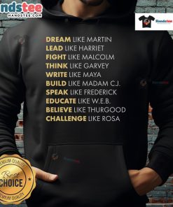 Stylish black hoodie featuring 'Black History Dream Like Martin' design for Black History Month celebration.