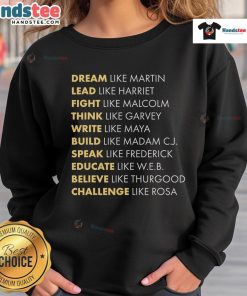 Black History Month sweatshirt with 'Black History Dream Like Martin' design showcasing cultural pride and heritage.