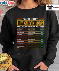 Alt Text: Stylish sweatshirt featuring History of Forgotten Black Inventors design for Black History Month celebration.