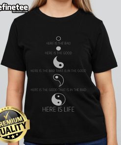 Nice Buddhist Life Yin Yang Ladies Tee featuring a stylish design with yin yang symbol and serene colors for tranquility.
