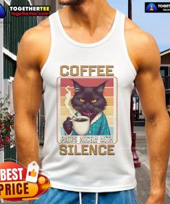 Retro tank top featuring a nice cat and coffee design, perfect for cozy moments of silence and relaxation.