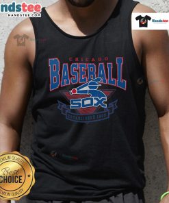80s inspired Chicago White Sox starter tank top featuring vibrant colors and classic logo, perfect for fans and retro style.