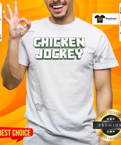 Funny Nice Chicken Jockey Video Game meme T-shirt design featuring a cartoon chicken gamer character in action.