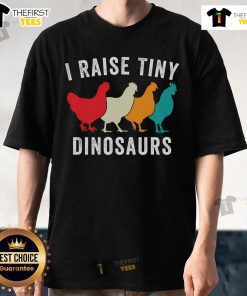 Cute backyard chickens on a homestead, featured on a T-shirt for chicken lovers, celebrating tiny dinosaurs.