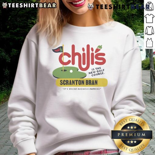 Cozy sweatshirt featuring Nice Chilis Grill Bar Scranton branch, perfect for golf course visits and business gatherings.