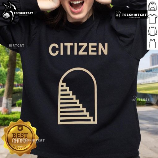 Nice Citizen Stairway Sweatshirt displayed on a model, showcasing its stylish design and comfortable fit for casual wear.