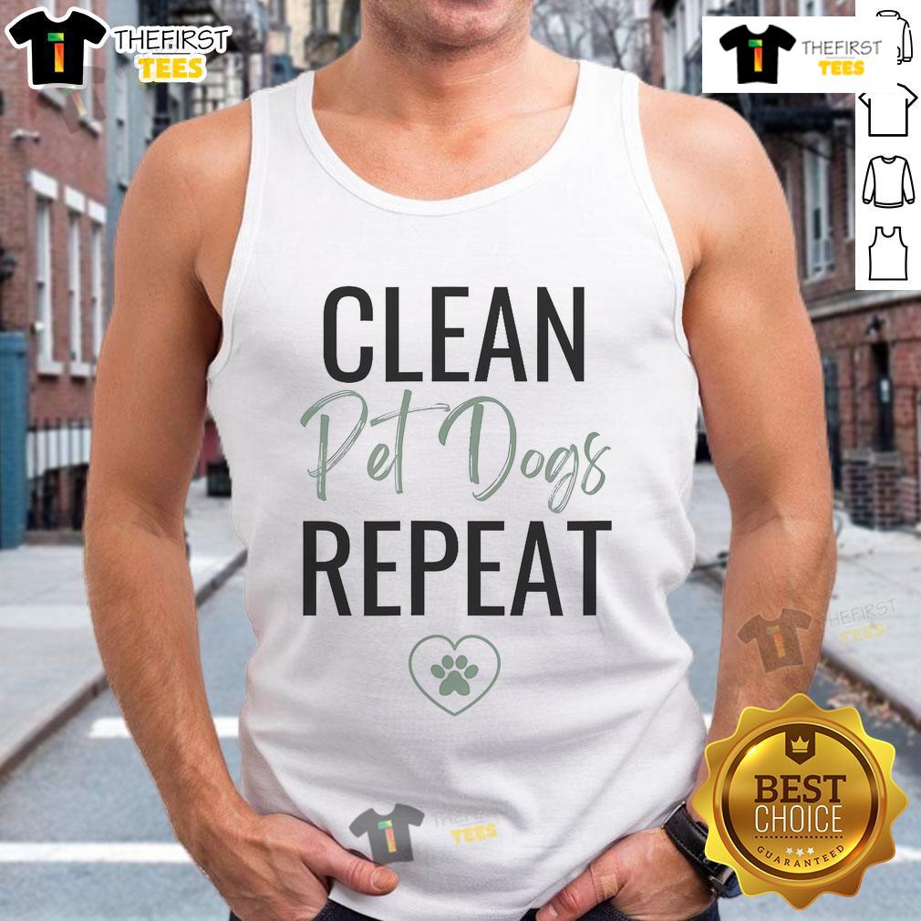 Nice Cleaning Lady For Cleaning Business Dog Lover Tank Top Nice cleaning lady wearing a dog lover tank top, ready for her cleaning business, smiling and holding cleaning supplies.