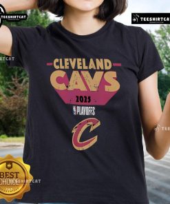 Cleveland Cavaliers 2025 Playoff Participant Master Ladies Tee featuring team colors and logo, perfect for fans.
