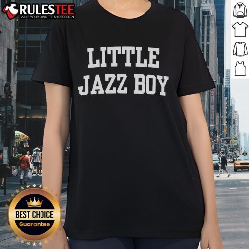 Cute little jazz boy graphic on Nice Clickhole Ladies Tee, perfect for music lovers and stylish casual wear.