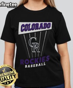 Nice Colorado Rockies Baseball Starter Ladies Tee featuring vibrant team colors and stylish design for fans.