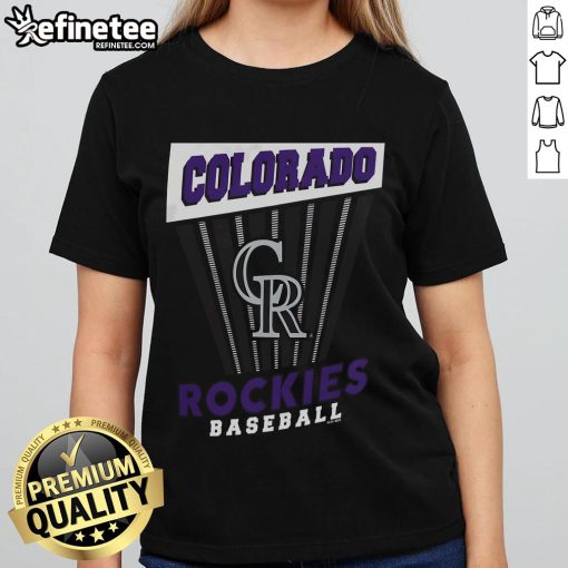 Nice Colorado Rockies Baseball Starter Ladies Tee featuring vibrant team colors and stylish design for fans.