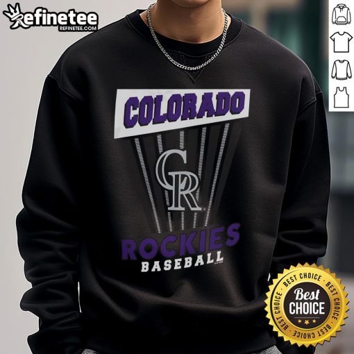 Cozy Nice Colorado Rockies baseball starter sweatshirt in navy, perfect for fans and chilly game days.