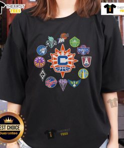 Connecticut Sun X WNBA Teams ladies tee showcasing team colors and logo, perfect for fans of women's basketball.
