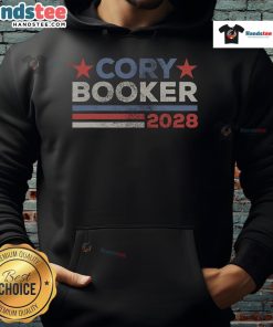 Retro Cory Booker for President 2028 hoodie featuring vibrant design, perfect for supporters of Nice Cory Booker.