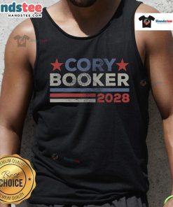 Retro Cory Booker for President 2028 tank top featuring vibrant design, perfect for supporters of Cory Booker.