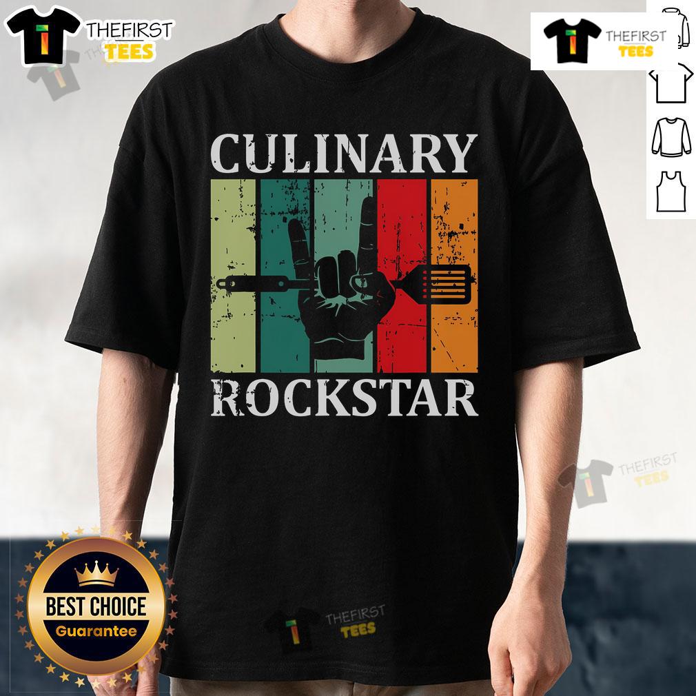 Nice Culinary Rockstar Vintage T Shirt Vintage Culinary Rockstar T-Shirt featuring a stylish chef graphic, perfect for food lovers and cooking enthusiasts.