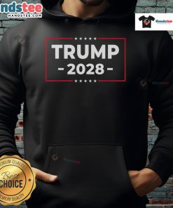 Vintage hoodie featuring Donald Trump 2028 President design with American flag, perfect for pro-Trump supporters.