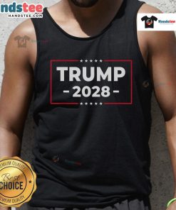 Vintage tank top featuring 'Nice Donald Trump 2028 President' design with American flag, perfect for pro-Trump supporters.