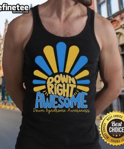 Stylish tank top featuring 'Awesome World' design for Down Syndrome Awareness, perfect for casual wear and support.