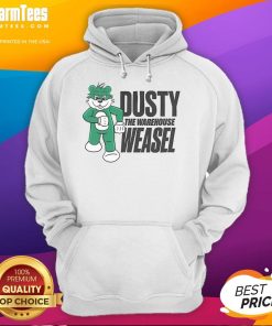 Nice Dusty the Warehouse Weasel hoodie featuring a playful weasel graphic, perfect for fans of unique animal apparel.