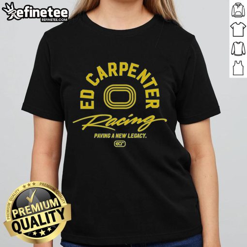 Nice Ed Carpenter Racing Legacy Retro Ladies Tee showcasing a stylish design for racing fans and fashion enthusiasts.