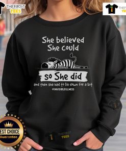 Cozy Nice Eds Warrior sweatshirt featuring 'She Had To Lie Down For A Bit' design, perfect for invisible illness awareness.