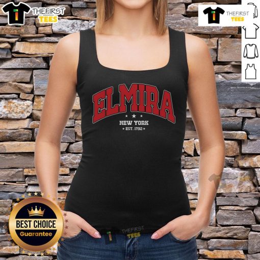 Nice Elmira New York NY souvenir college tank top showcasing school spirit and local pride in vibrant colors.